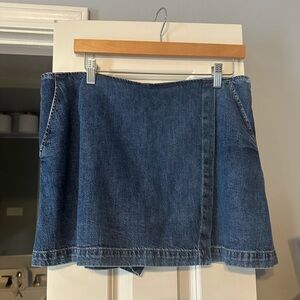 GAP Dark Blue Denim Wrap-Front Mini Skirt